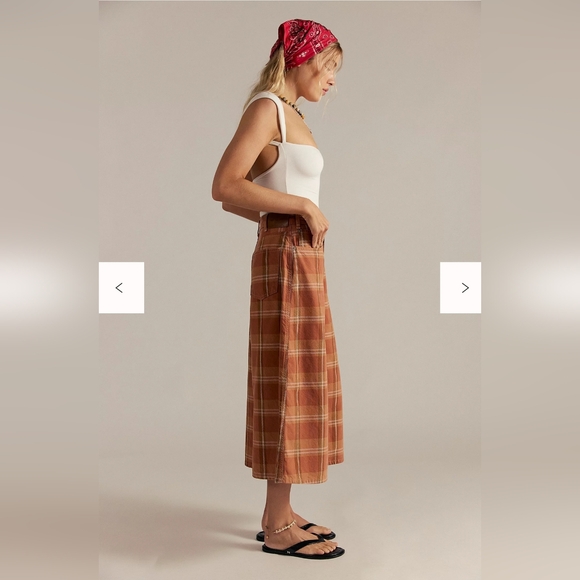 NEW Free People We The Free High Top Wide Crop Plaid Jeans Sz 28 - Picture 5 of 14